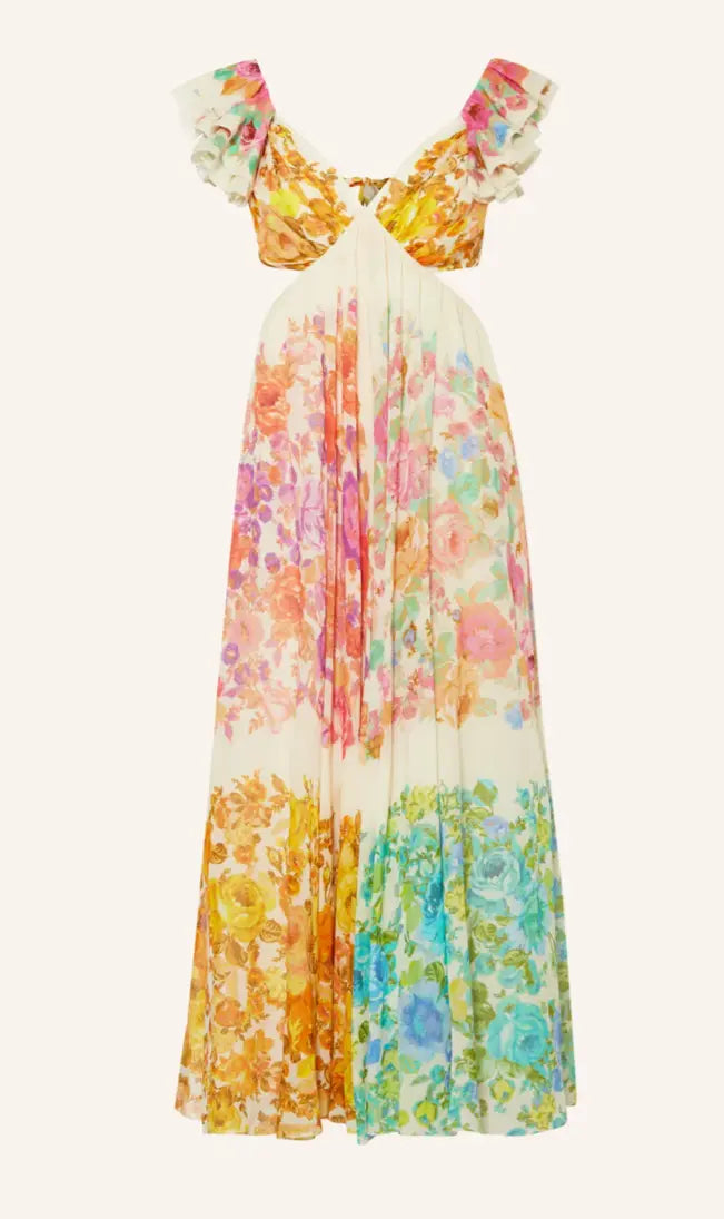 Chic Colorful Floral Print Maxi Dress