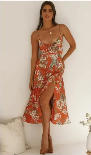 Floral Bliss V-Neck Midi Dress