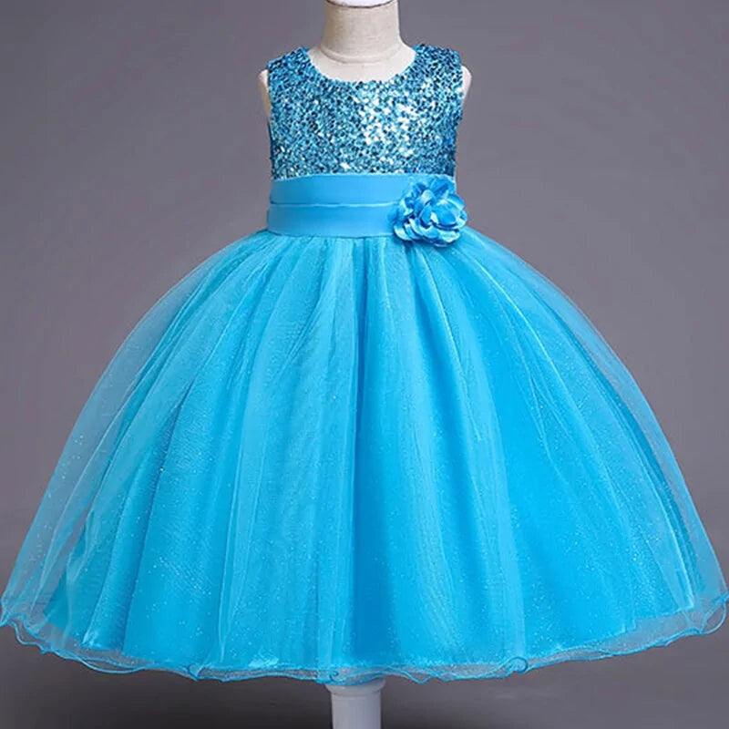 Blue Sequin  Girls Dress