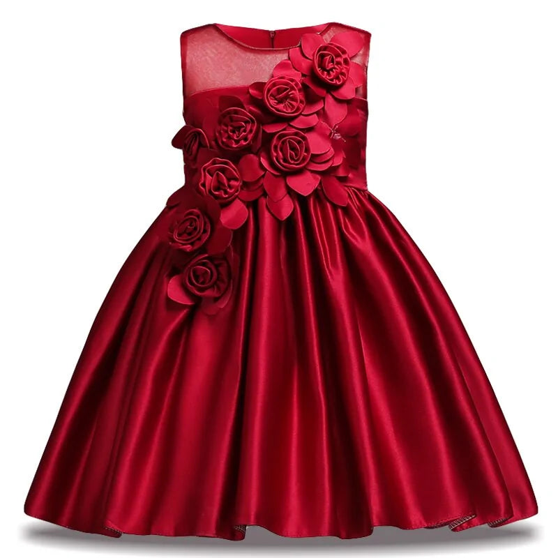 Red Flower Kids Dress