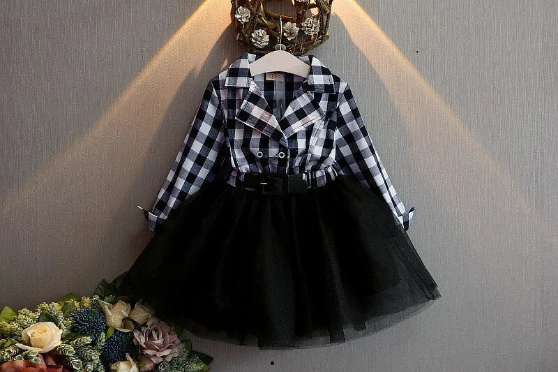 Checked Lace Kids Dress