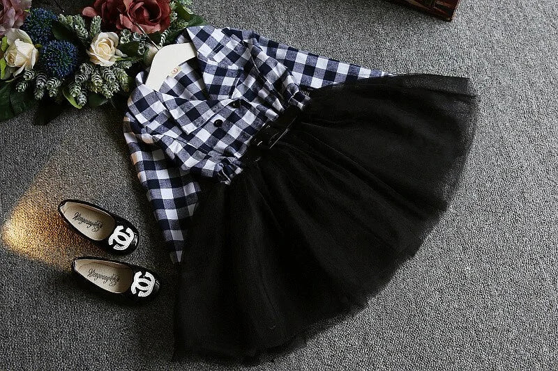 Checked Lace Kids Dress